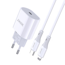 Мережевий зарядний пристрій Jokade JB010 (USB-C/PD25W) + кабель Type-C- Lightning- білий