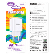 Мережевий зарядний пристрій Jokade JB041 (USB-C/USB/QC18W/PD20W) - білий