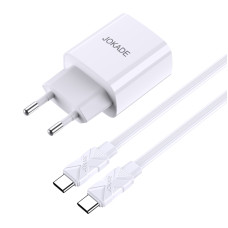 Мережевий зарядний пристрій Jokade JB042 (USB-C/USB/QC18W/PD20W) + кабель Type-C - Type-C- білий
