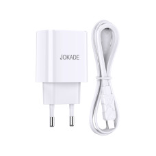 Мережевий зарядний пристрій Jokade JB042 (USB-C/USB/QC18W/PD20W) + кабель Type-C - Lightning- білий