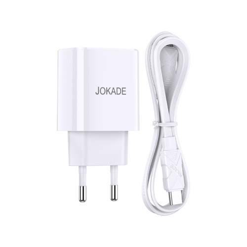 Мережевий зарядний пристрій Jokade JB042 (USB-C/USB/QC18W/PD20W) + кабель Type-C - Lightning- білий