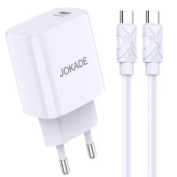 Мережевий зарядний пристрій Jokade JB044 (USB-C/PD20W) + кабель Type-C - Type-C- білий
