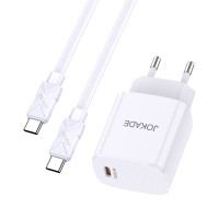 Мережевий зарядний пристрій Jokade JB044 (USB-C/PD20W) + кабель Type-C - Type-C- білий