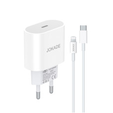 Мережевий зарядний пристрій Jokade JB065 (USB-C/27W) + кабель Type-C – Lightning- білий