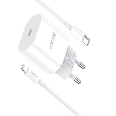 Мережевий зарядний пристрій Jokade JB065 (USB-C/27W) + кабель Type-C – Lightning- білий