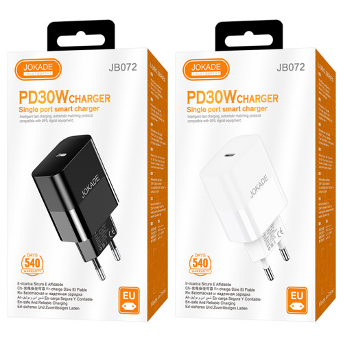 Мережевий зарядний пристрій Jokade JB072 (USB-C/30W)- чорний