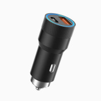 Автомобільний зарядний пристрій Aspor A909 PD Metal (USB/USB-C/3.4A/38W) LED + кабель Type-C – Lightning- чорний