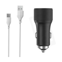 Автомобильное зарядное устройство для Aspor A905 (2USB/3A/36W) + USB кабель Type-C- графит