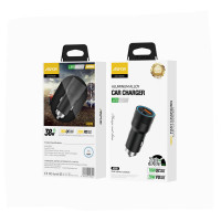 Автомобільний зарядний пристрій Aspor A909 PD Metal (USB/USB-C/3.4A/38W) LED + кабель Type-C – Type-C- чорний