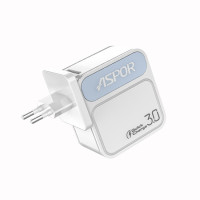 Мережевий зарядний пристрій Aspor A828 Fast Charger (QC3.0 1USB/3A) + кабель USB – Type-C- білий