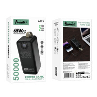 Портативний зарядний пристрій (Повербанк) Avantis A375 50000mAh (USB/2USB-C/65W)- чорний