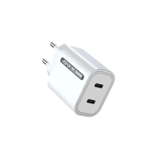 Мережевий зарядний пристрій Aspor A807 (USB-C/USB-C/3A/45W)- білий