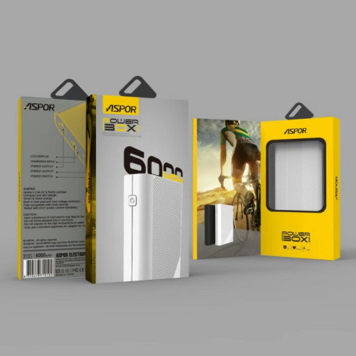 Портативний зарядний пристрій (Повербанк) Aspor A343 6000 mAh- чорний