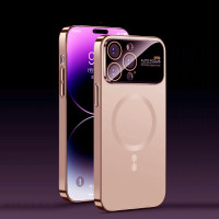 Чехол накладка Glass Slim Case with Magsafe для iPhone 16 Plus- pink