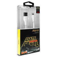 Кабель Aspor AC-02 USB – Lightning 2.1A/1м- білий