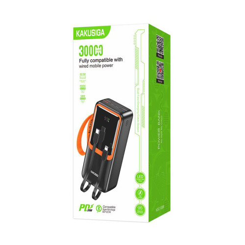 Портативний зарядний пристрій (Повербанк) Kakusiga KSC-1089 30000mAh (4USB/2USB-C/22.5W)- чорний