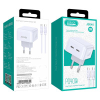 Сетевое зарядное устройство Jokade JB040 (2USB-C/40W) + кабель Type-C - Type-C- белый