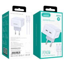 Мережевий зарядний пристрій Jokade JB040 (2USB-C/40W) + кабель Type-C - Type-C- білий