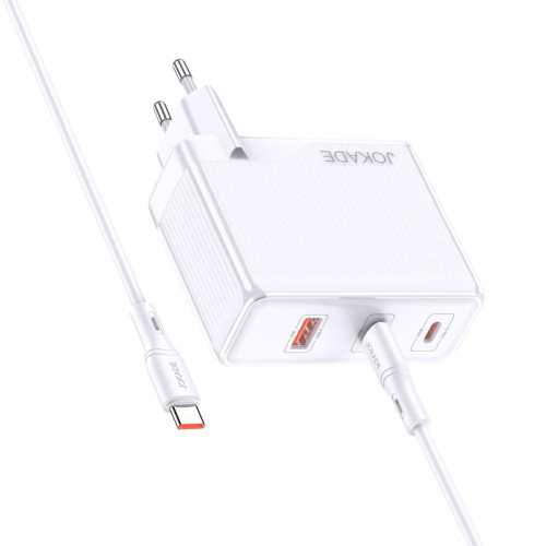 Мережевий зарядний пристрій Jokade JB060 (1USB/2USB-C/PD100W) + кабельType-C - Type-C -білий