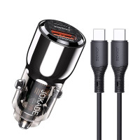 Автомобільний зарядний пристрій Jokade JH026 (USB/USB-C/100W) + кабель Type-C - Type-C-  чорний