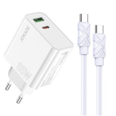 Мережевий зарядний пристрій Jokade JB046 (USB/USB-C/65W) + кабель Type-C - Type-C- білий