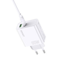 Сетевое зарядное устройство Jokade JB046 (USB/USB-C/65W) + кабель Type-C - Type-C- белый