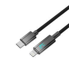 Кабель Aspor A088 Nylon Cable Wattage Display Type-C - Lightning 27W/1м- чорний