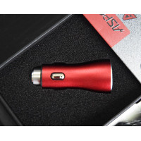 Автомобильное зарядное устройство Aspor A918 Metal LED (2USB/3.4A) + кабель USB – Micro- красный