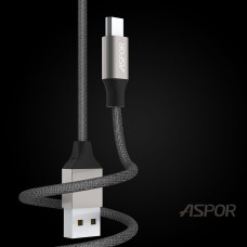 Кабель Aspor AC-11 USB – Micro 2.4A/1.2м- серый