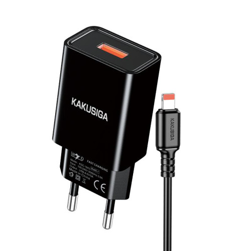 Зарядний пристрій Kakusiga KSC-1644 (1USB/5A) + USB кабель Lightning- чорний