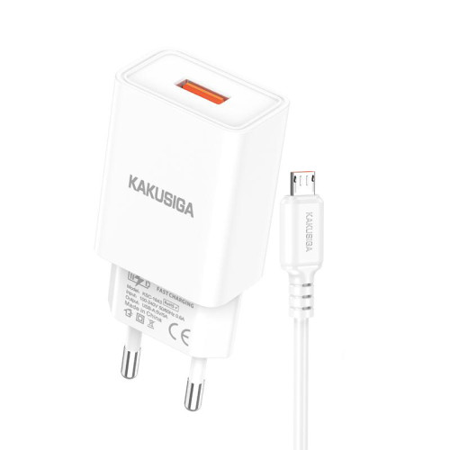 Зарядний пристрій Kakusiga KSC-1644 (1USB/5A) + USB кабель Micro- білий