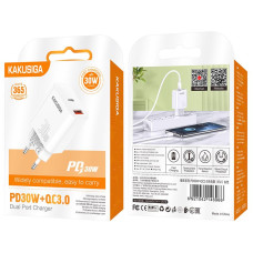 Зарядний пристрій Kakusiga KSC-1639 (1USB/USB-C/30W)- білий