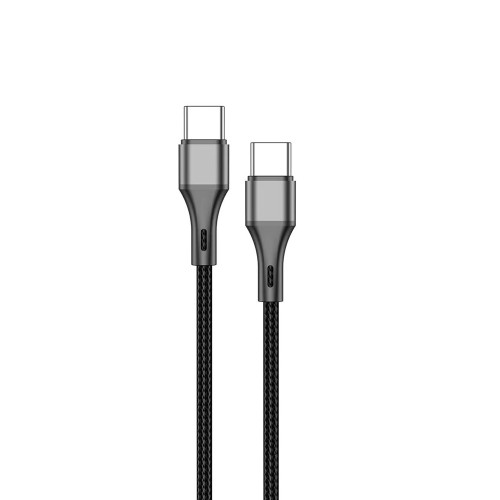 Кабель Aspor AC-19 textile Type-C - Type-C (60W/1м)- черный