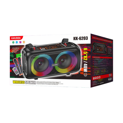 Bluetooth колонка-караоке Kakusiga KK-6203 Colorful Light- черный