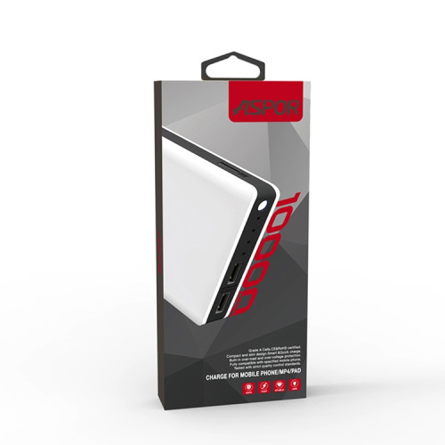 Портативний зарядний пристрій (Повербанк) Aspor A341 10000 mAh- біло-блакитний