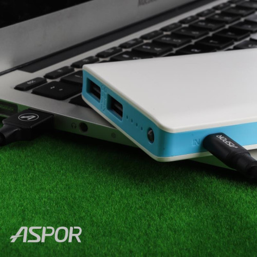 Портативний зарядний пристрій (Повербанк) Aspor A341 10000 mAh- біло-блакитний