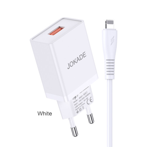 Мережевий зарядний пристрій Jokade JB022 (USB/5A) + кабель Lightning- білий