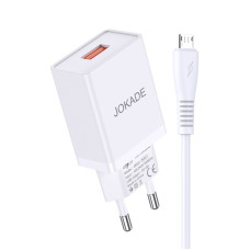 Мережевий зарядний пристрій Jokade JB022 (USB/5A) + кабель Micro- білий