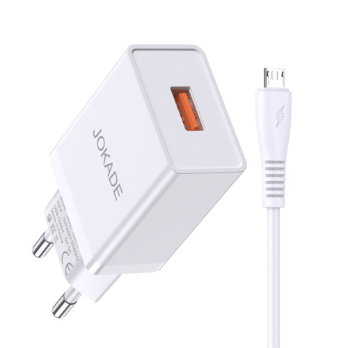 Мережевий зарядний пристрій Jokade JB022 (USB/5A) + кабель Micro- білий