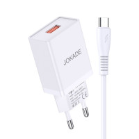 Мережевий зарядний пристрій Jokade JB022 (USB/5A) + кабель Type-C- білий