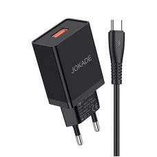 Мережевий зарядний пристрій Jokade JB022 (USB/5A) + кабель Type-C- чорний