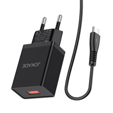Мережевий зарядний пристрій Jokade JB022 (USB/5A) + кабель Type-C- чорний