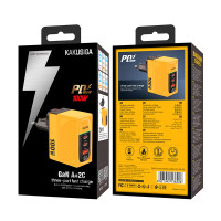 Мережевий зарядний пристрій Kakusiga KSC-1219 (2USB-C/USB/100W)- жовтий