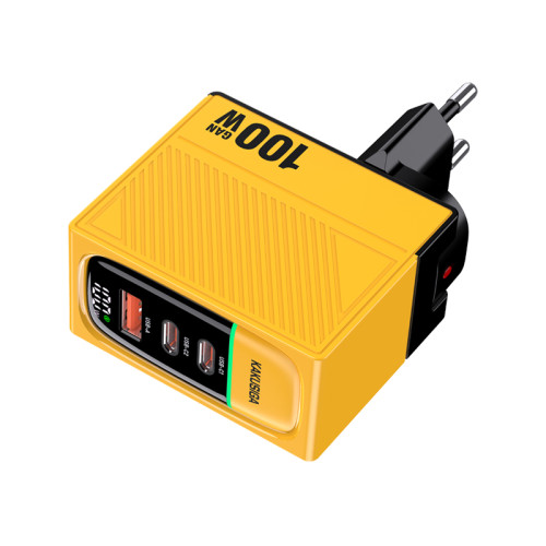 Сетевое зарядное устройство для Kakusiga KSC-1219 (2USB-C/USB/100W)- желтый