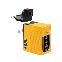 Мережевий зарядний пристрій Kakusiga KSC-1219 (2USB-C/USB/100W)- жовтий