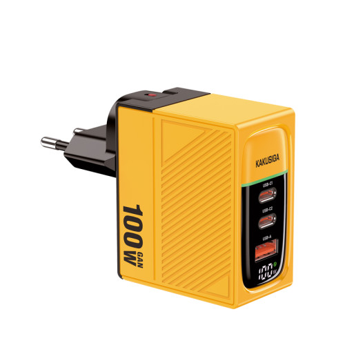 Сетевое зарядное устройство для Kakusiga KSC-1219 (2USB-C/USB/100W)- желтый