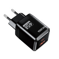 Мережевий зарядний пристрій Kakusiga KSC-1606 (USB/USB-C/45W)- чорний