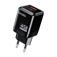 Мережевий зарядний пристрій Kakusiga KSC-1606 (USB/USB-C/45W)- чорний