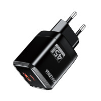 Мережевий зарядний пристрій Kakusiga KSC-1606 (USB/USB-C/45W)- чорний