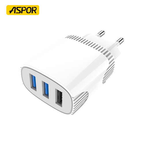 Мережевий зарядний пристрій Aspor A812 (3USB/2.4A) + USB кабель Lightning- білий